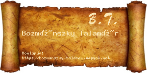 Bozmánszky Talamér névjegykártya
